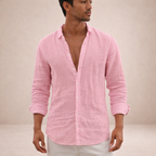Men's Regular Fit Linen Button Down Casual Shirt