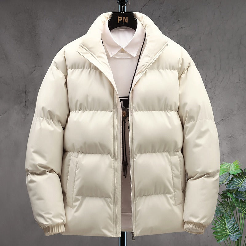 Men's Relaxed Insulated Stand-Collar Puffer Jacket - Cream