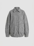 Women's High-Collar Open-Front Wool-Blend Coat - Gray
