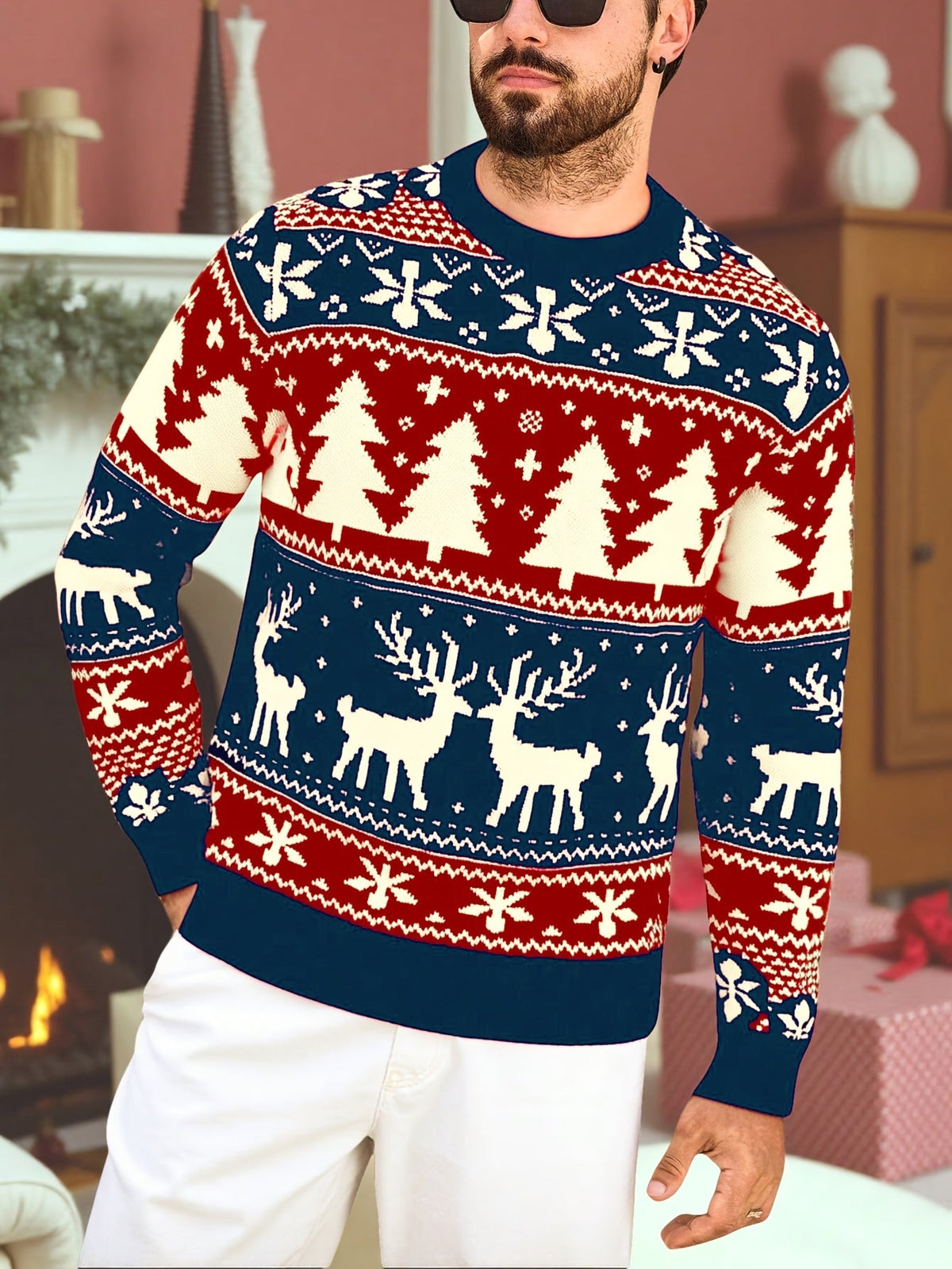 Women's Relaxed Holiday Knit Sweater for Family Gatherings
