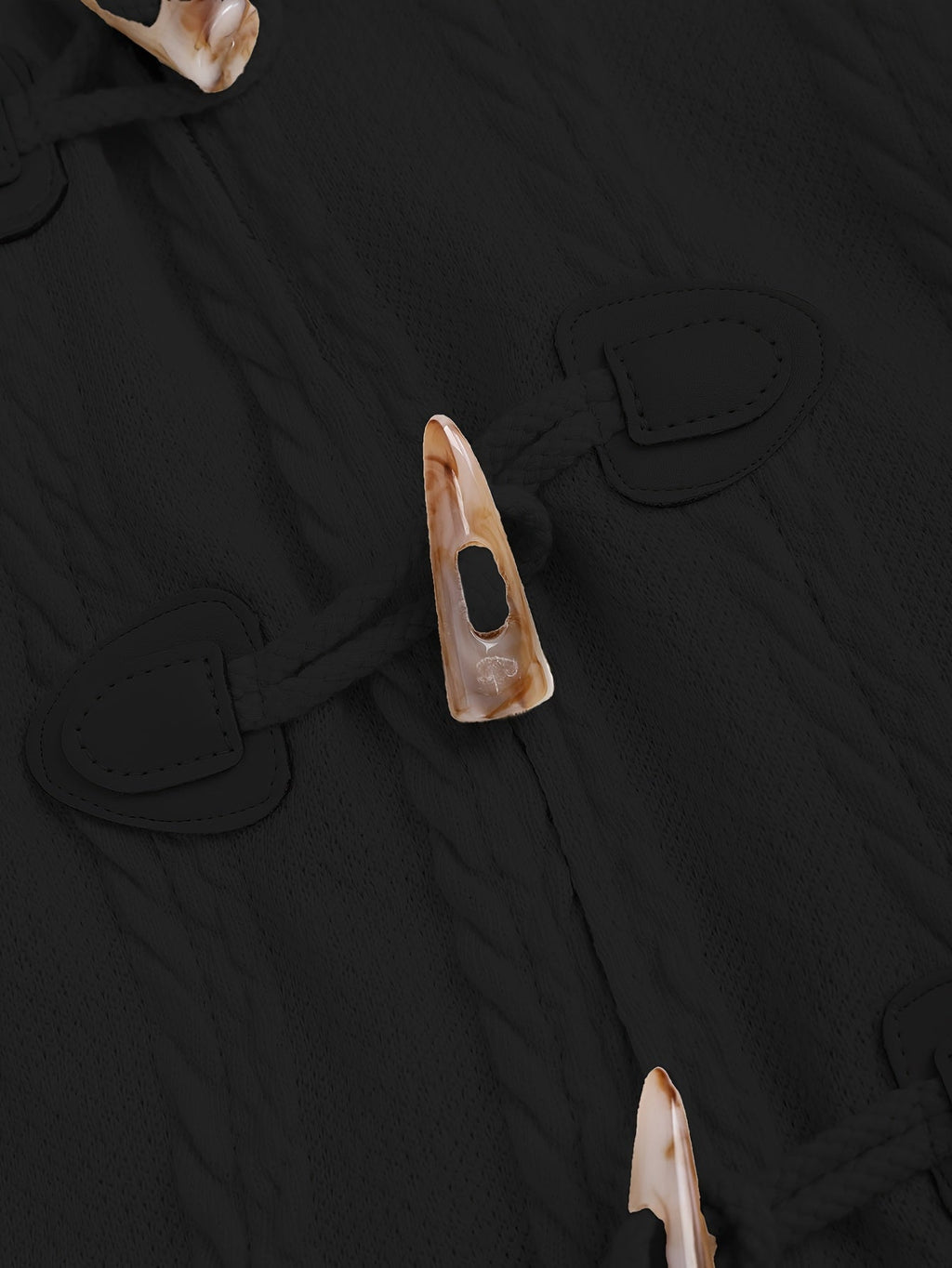 Women's Black Longline Toggle Coat with Faux Fur Trimmed Hood