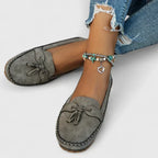 Women's Suede Bow Loafers Slip-On Moccasin Flat Shoes