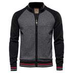 Men's 100% Cotton Zip Up Cardigan Soft Stand Knit
