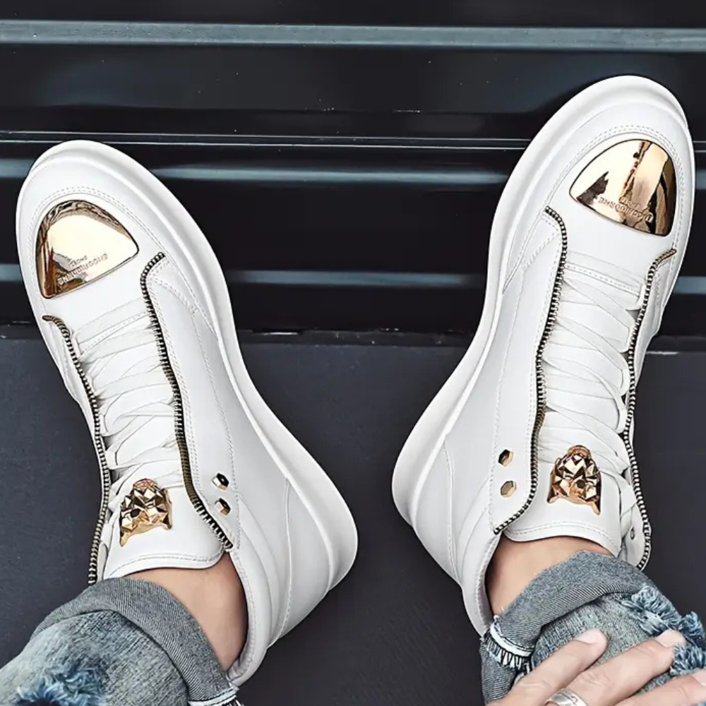 Men's High Top Sneakers Metallic Toe Statement Streetwear Trainers