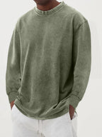 Men's Relaxed Crew Neck Knit Sweater With Dropped Shoulders