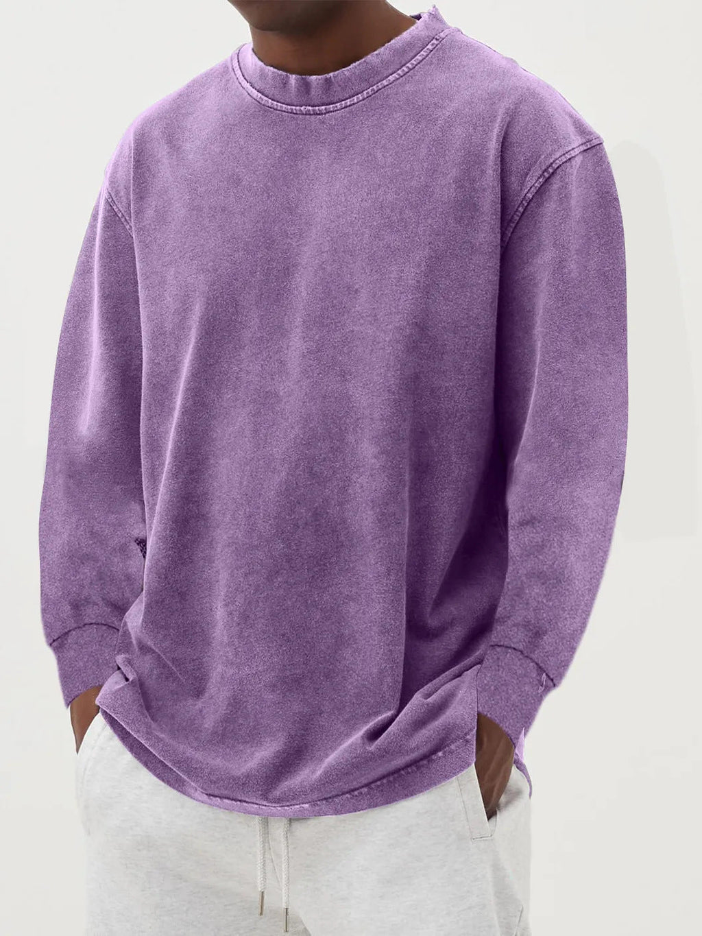 Men's Relaxed Crew Neck Knit Sweater With Dropped Shoulders