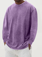 Men's Relaxed Crew Neck Knit Sweater With Dropped Shoulders