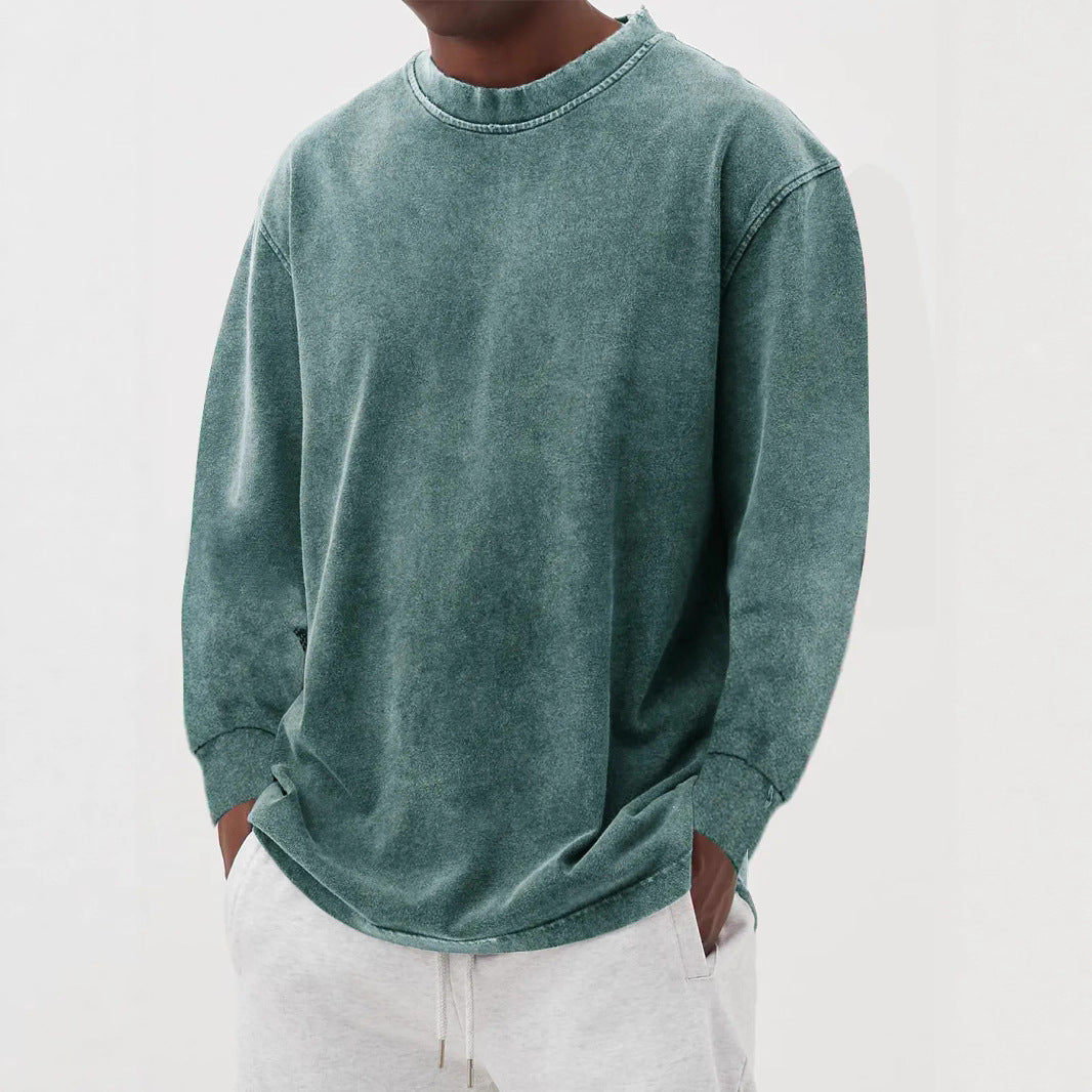 Men's Relaxed Crew Neck Knit Sweater With Dropped Shoulders