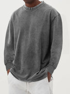 Men's Relaxed Crew Neck Knit Sweater With Dropped Shoulders