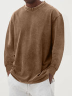Men's Relaxed Crew Neck Knit Sweater With Dropped Shoulders