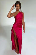 Women's One Shoulder Ruched Maxi Dress