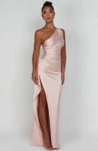 Women's One Shoulder Ruched Maxi Dress