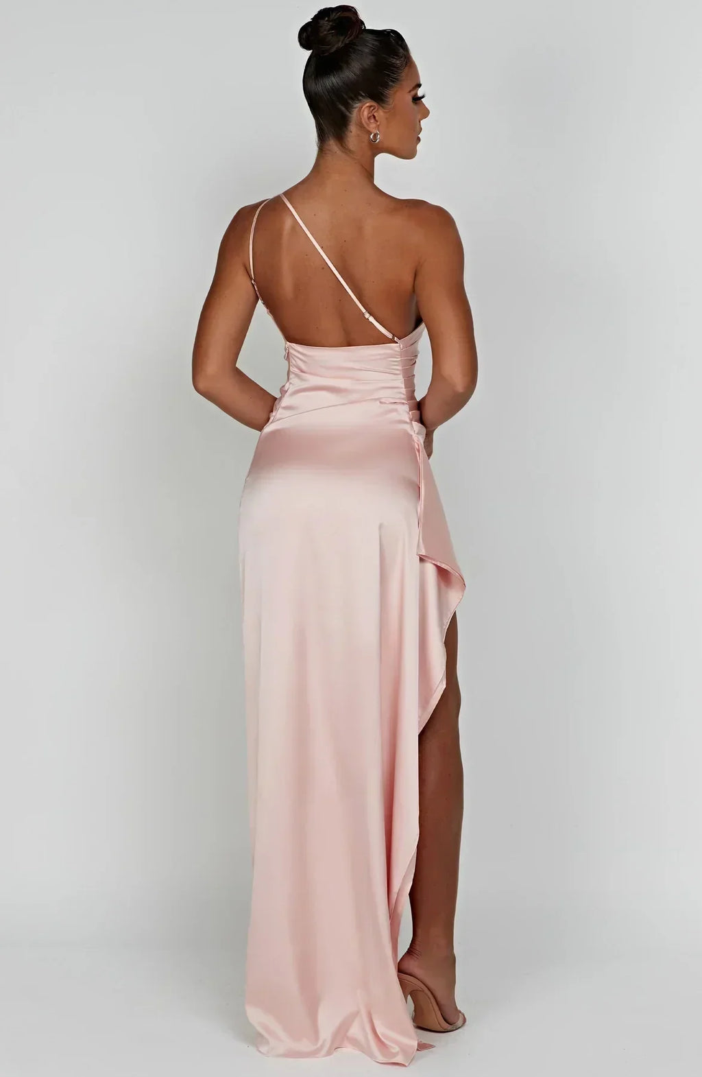 Women's One Shoulder Ruched Maxi Dress