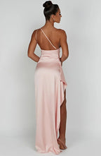 Women's One Shoulder Ruched Maxi Dress