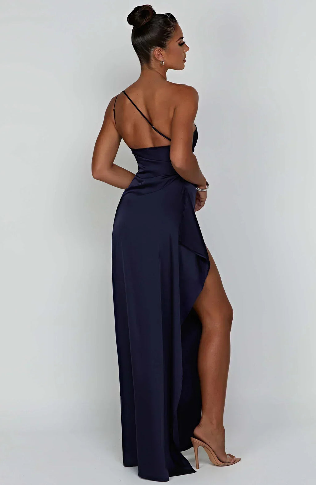 Women's One Shoulder Ruched Maxi Dress