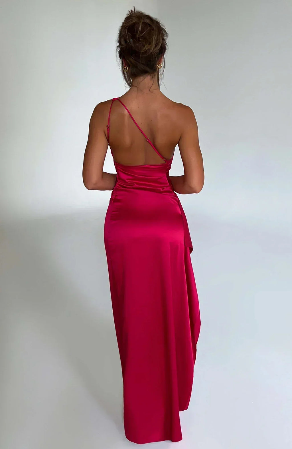 Women's One Shoulder Ruched Maxi Dress