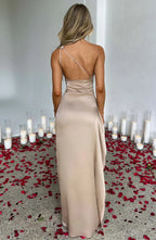 Women's One Shoulder Ruched Maxi Dress