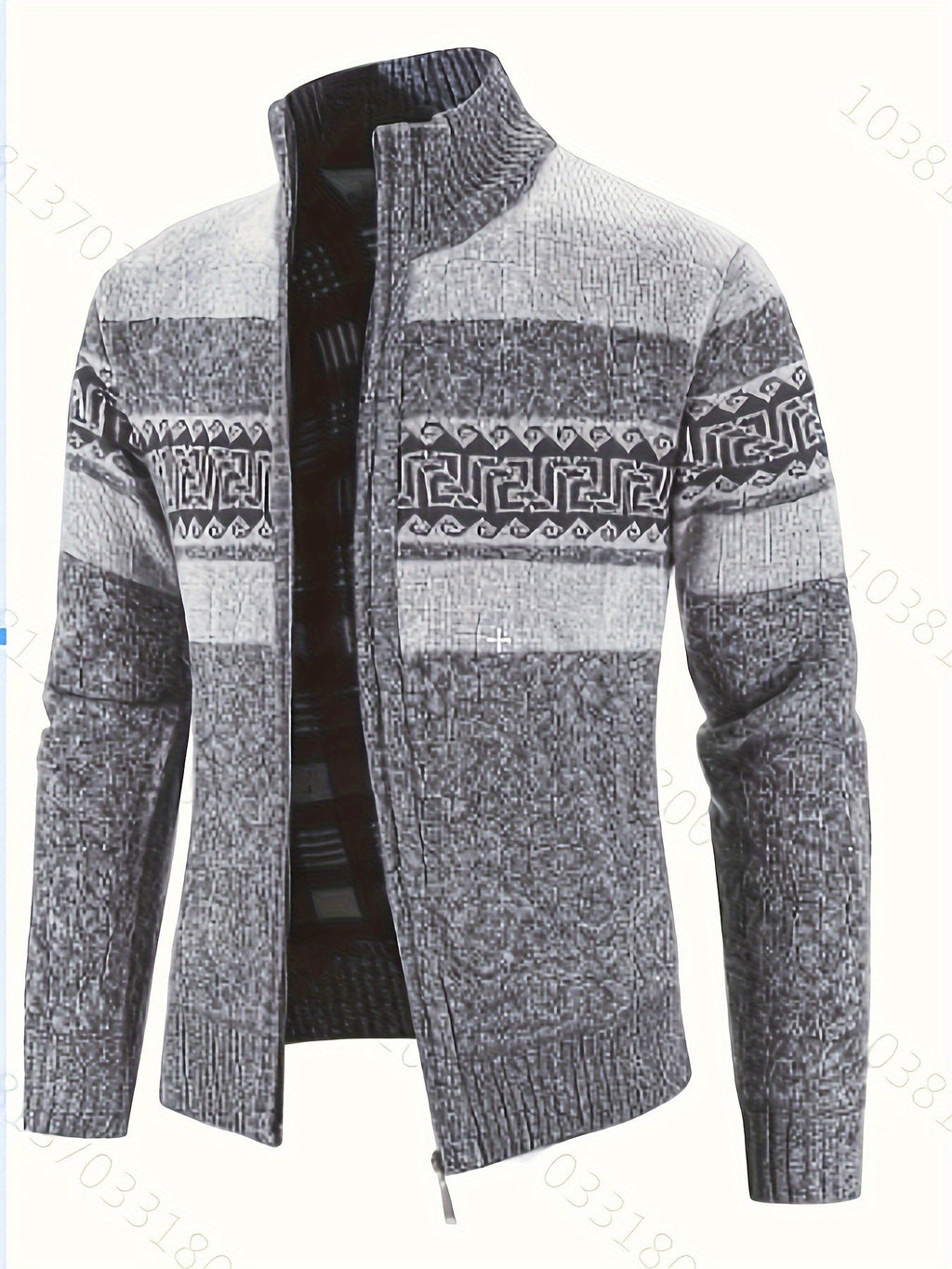 Women's Lined Zip-Front Knit Cardigan with Stand Collar