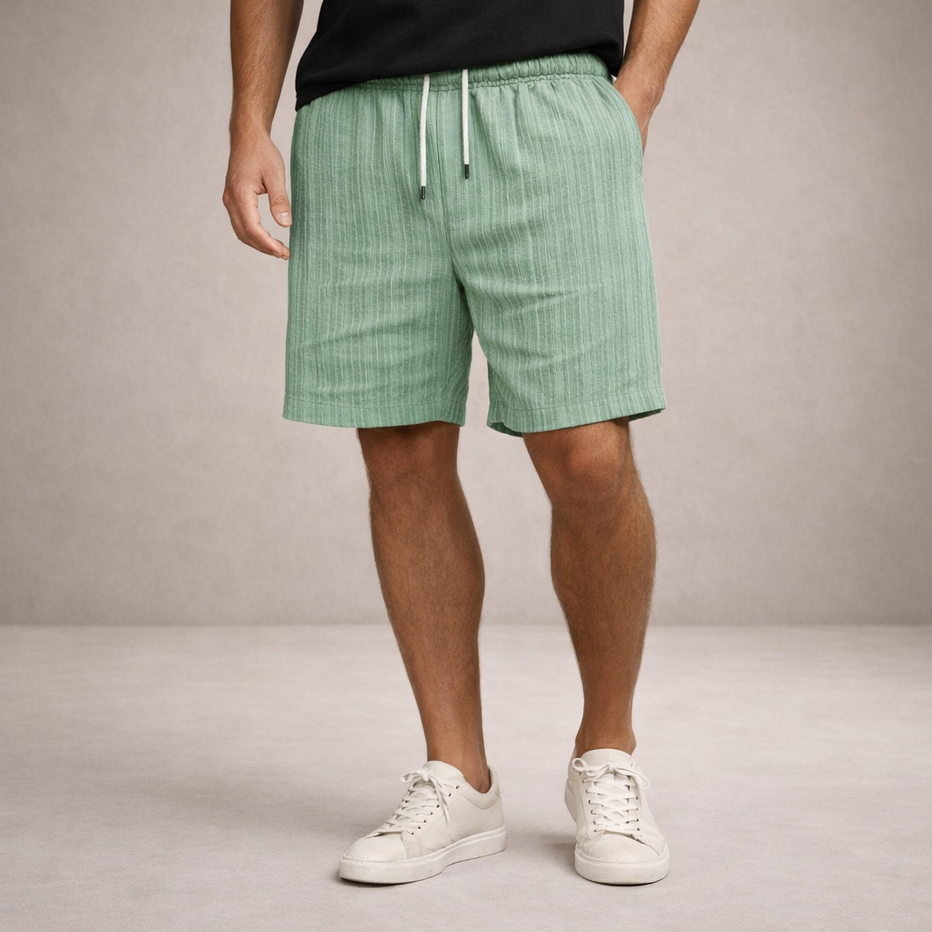 Men's Linen Shorts Drawstring Waist Printed Summer Fit