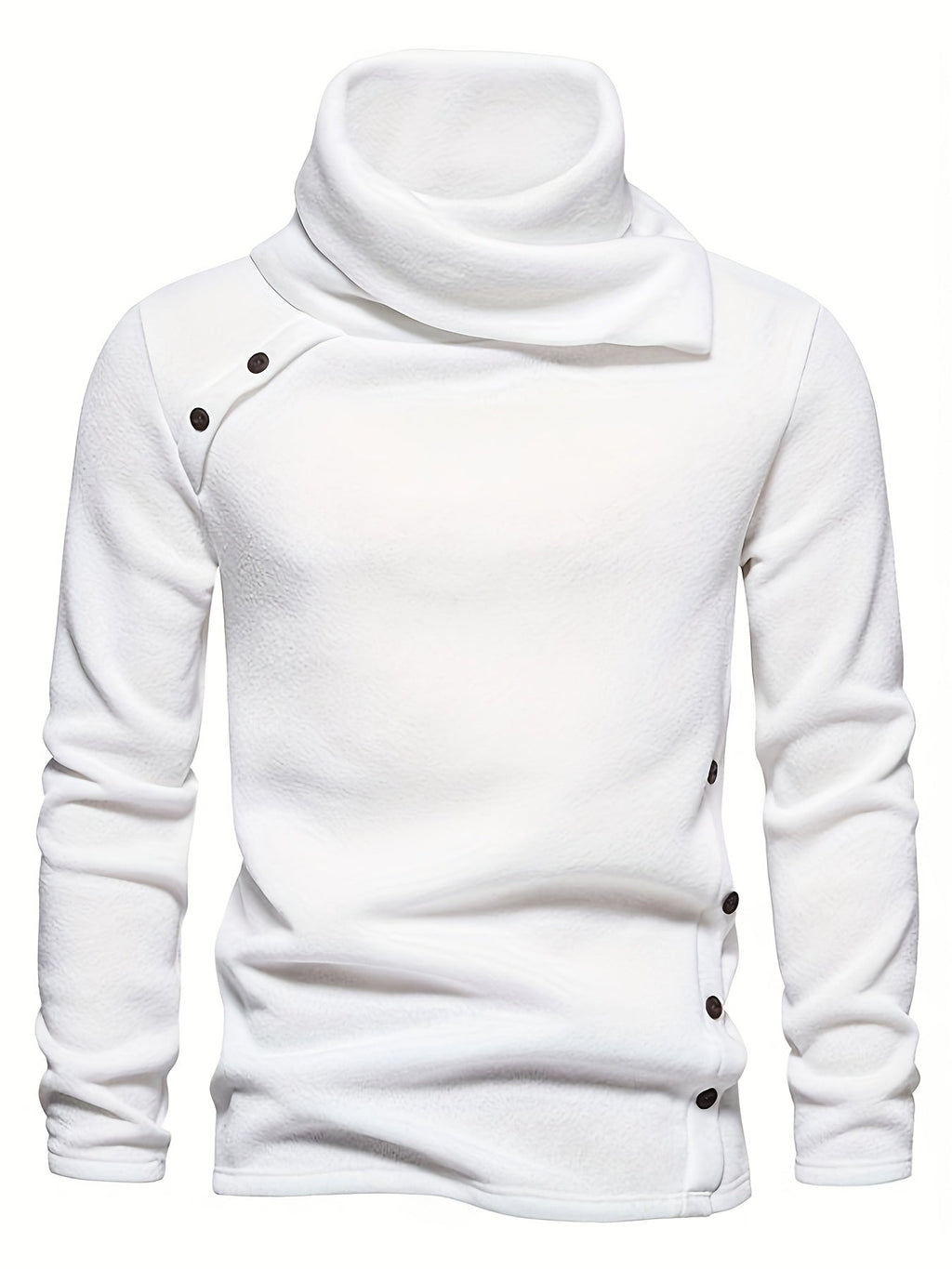 Women's Long Sleeve Draped Collar Sweater with Buttons