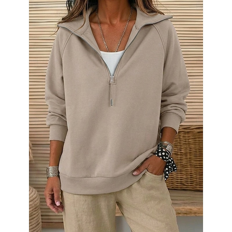 Women's Easy Everyday Quarter-Zip Sweater - Khaki