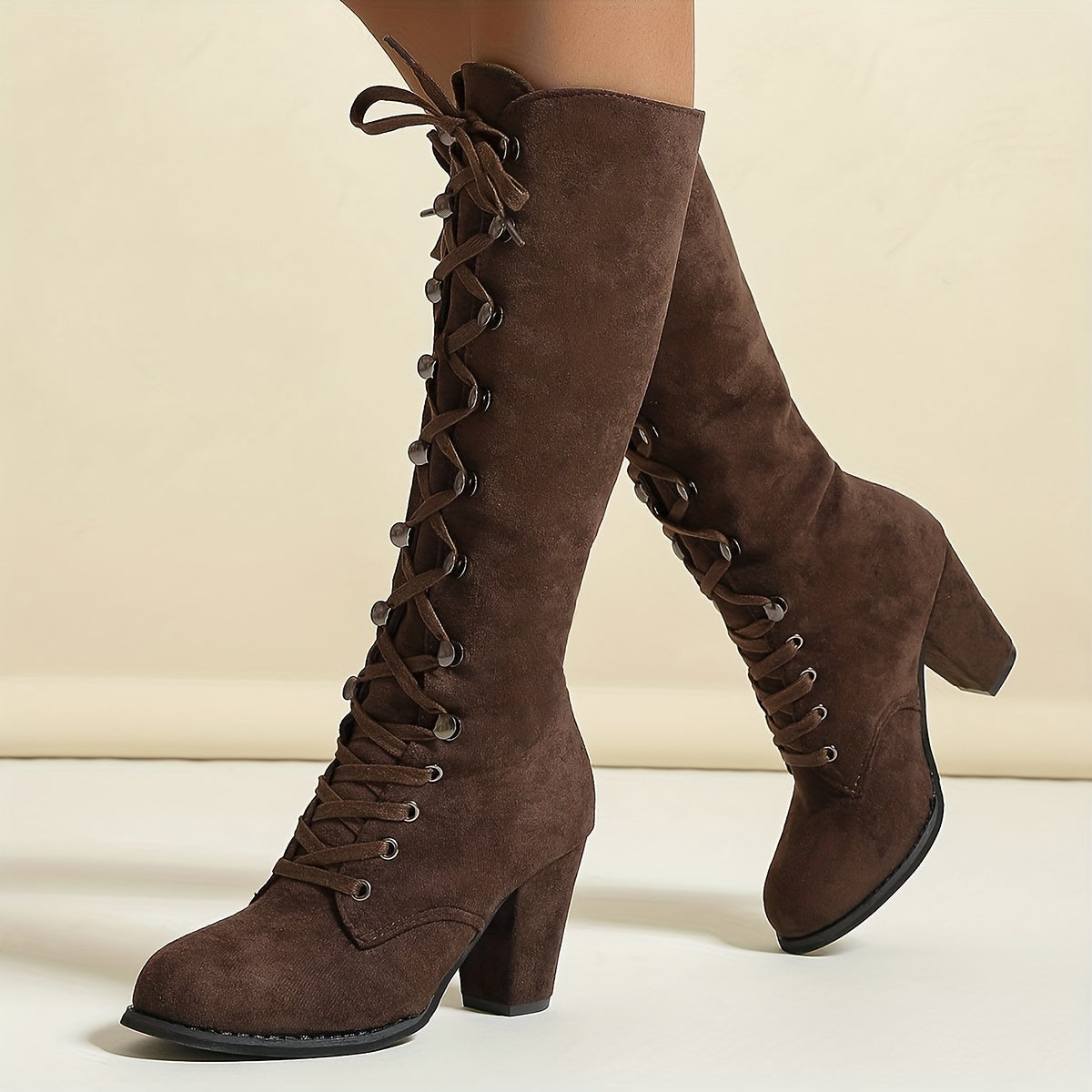 Women's Laced Shaft Tall Boots for Dresses and Skirts