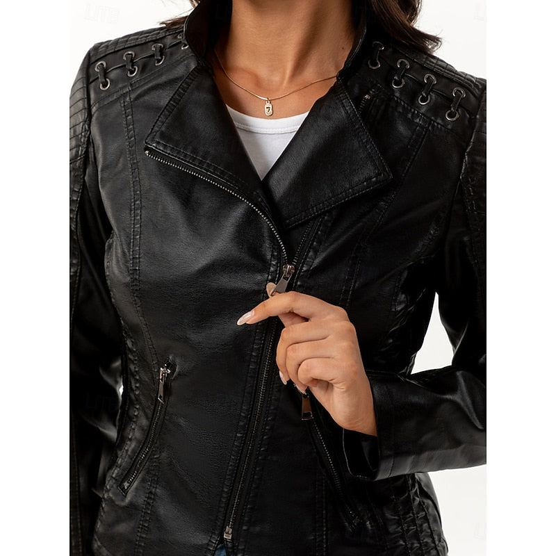 Women's Classic Fitted Biker Jacket