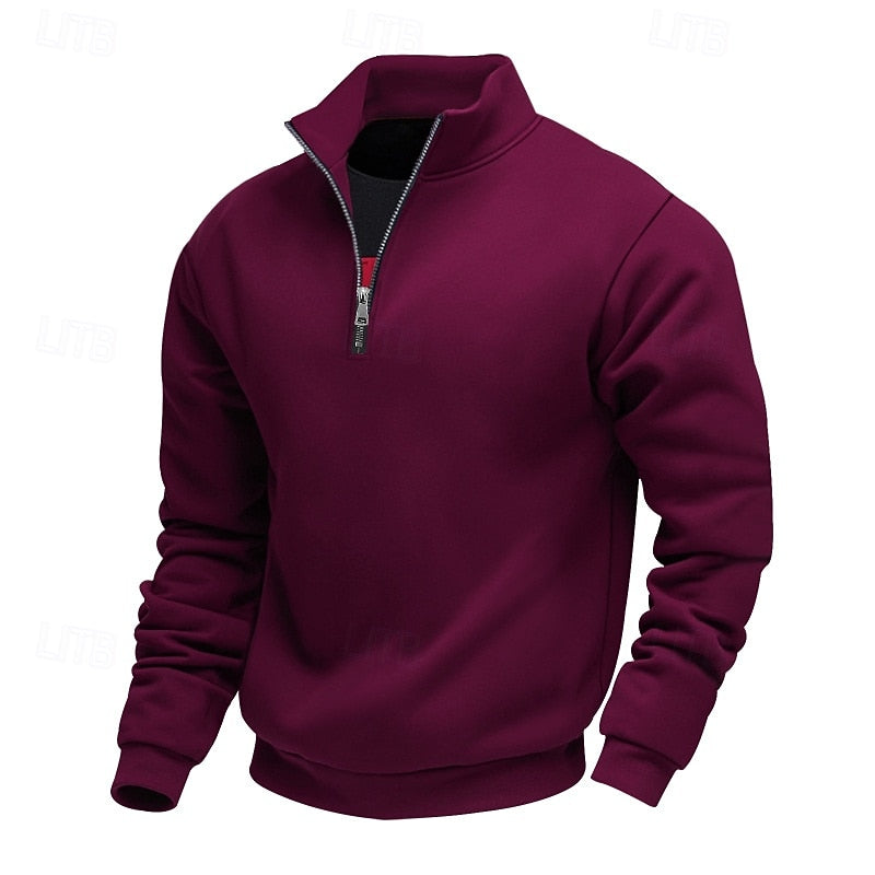 Women's Plain Relaxed Zip Neck Everyday Pullover