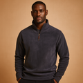 Men's Relaxed-Fit Fleece Half-Zip Top for Outdoor Layering - Dark Gray