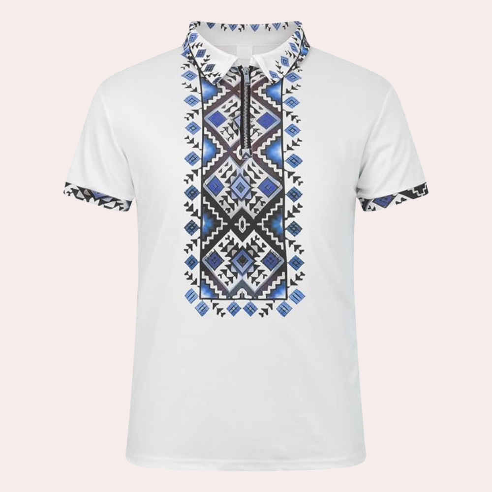 Men's Embroidered Polo Shirt Pattern Detail Slim Fit Casual