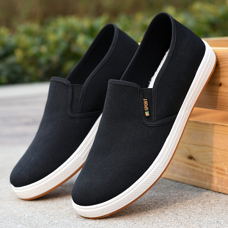 Men's Canvas Slip On Loafers With Elastic Side Panels