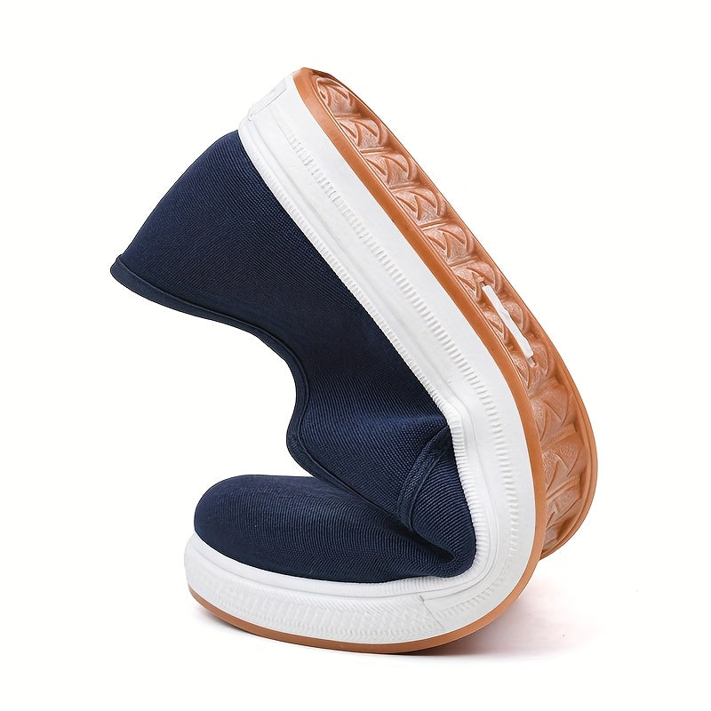 Men's Canvas Slip On Loafers With Elastic Side Panels