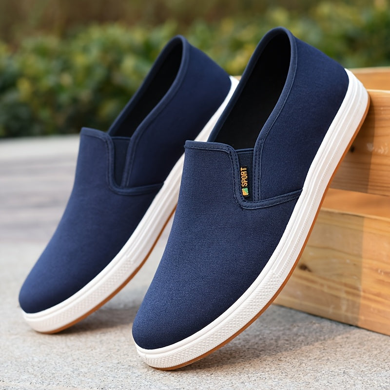 Men's Canvas Slip On Loafers With Elastic Side Panels