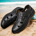Men's Leather Summer Sandals Closed Toe Breathable Comfort Shoes