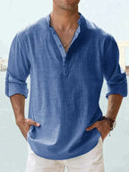 Men's Relaxed Fit Long Sleeve Resort Collar Summer Shirt