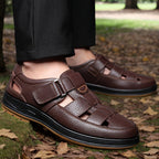 Men's Leather Summer Sandals Closed Toe Breathable Comfort Shoes