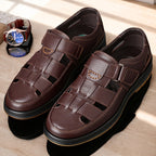 Men's Leather Summer Sandals Closed Toe Breathable Comfort Shoes