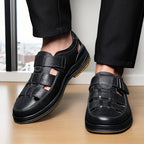 Men's Leather Summer Sandals Closed Toe Breathable Comfort Shoes