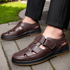 Men's Leather Summer Sandals Closed Toe Breathable Comfort Shoes