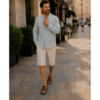 Men's Stand Collar Long Sleeve Shirt Smart Casual Button