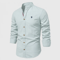 Men's Stand Collar Long Sleeve Shirt Smart Casual Button