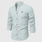 Men's Stand Collar Long Sleeve Shirt Smart Casual Button