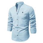 Men's Stand Collar Long Sleeve Shirt Smart Casual Button