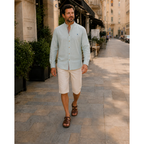 Men's Stand Collar Long Sleeve Shirt Smart Casual Button