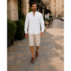 Men's Stand Collar Long Sleeve Shirt Smart Casual Button