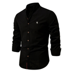 Men's Stand Collar Long Sleeve Shirt Smart Casual Button