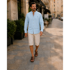 Men's Stand Collar Long Sleeve Shirt Smart Casual Button