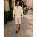 Men's Stand Collar Long Sleeve Shirt Smart Casual Button