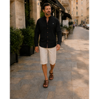 Men's Stand Collar Long Sleeve Shirt Smart Casual Button
