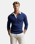 Men's Long Sleeve Polo Shirt Soft Casual Top